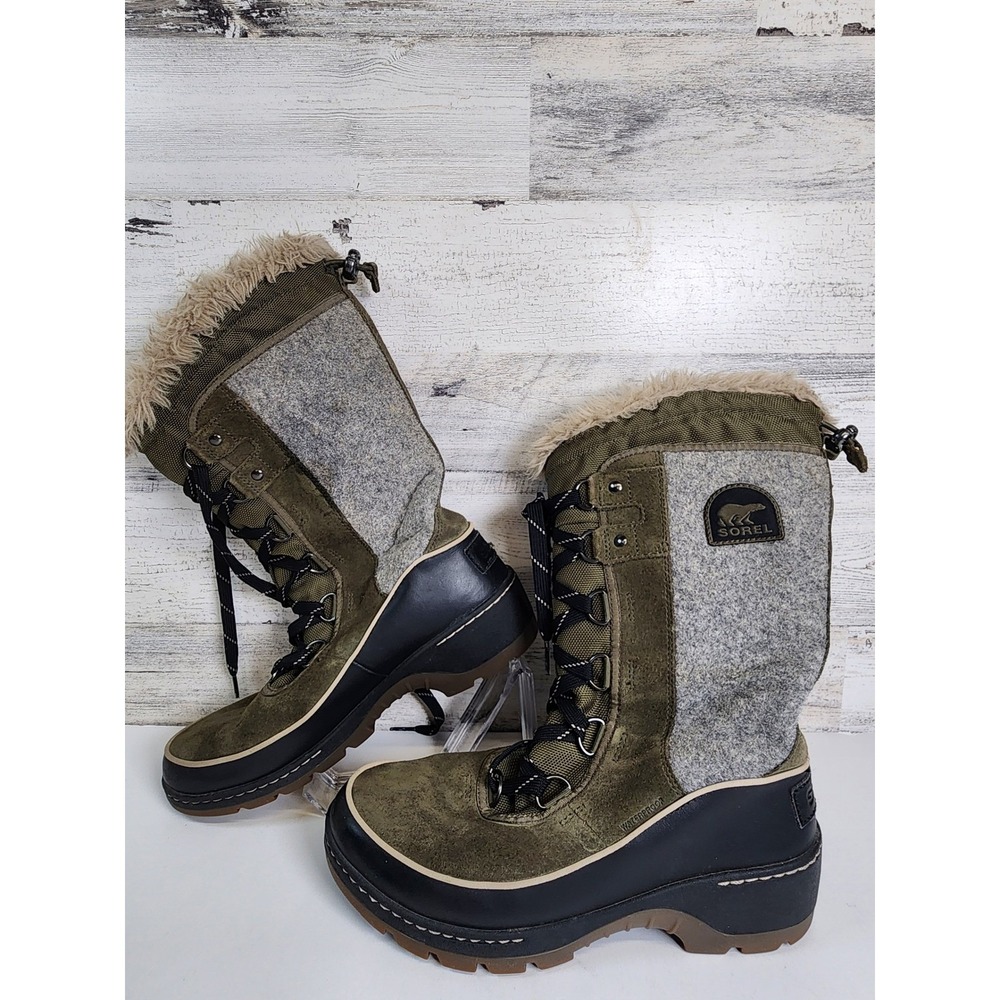 Sorel Slimpack II Lace Winter Boots Womens 7.5 Green Waterproof Duck Boots